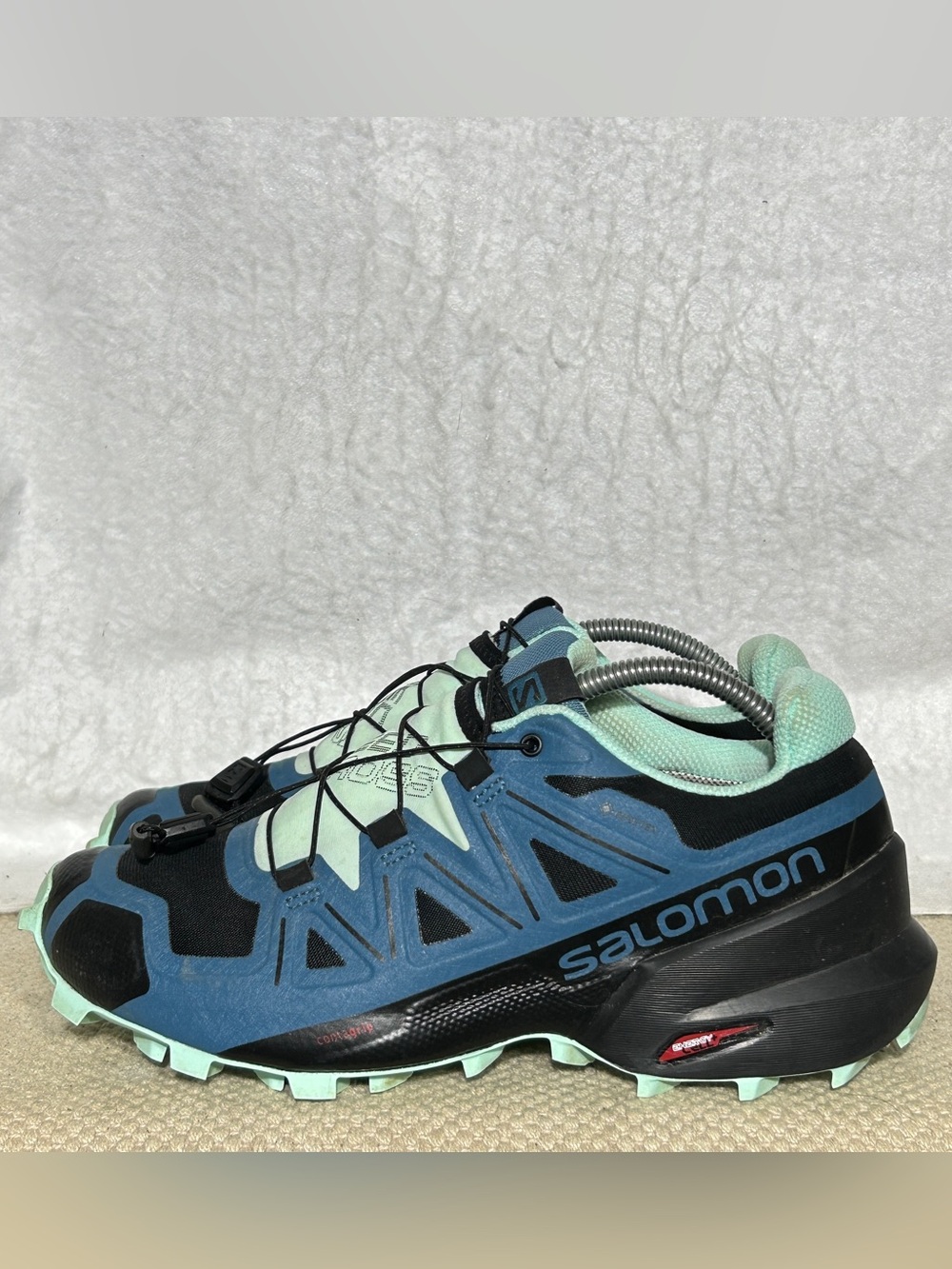 Salomon Womens Blue Speedcross 5 GTX Gortex Trail Running Sneakers Shoes SZ 7.5 - Picture 2 of 11